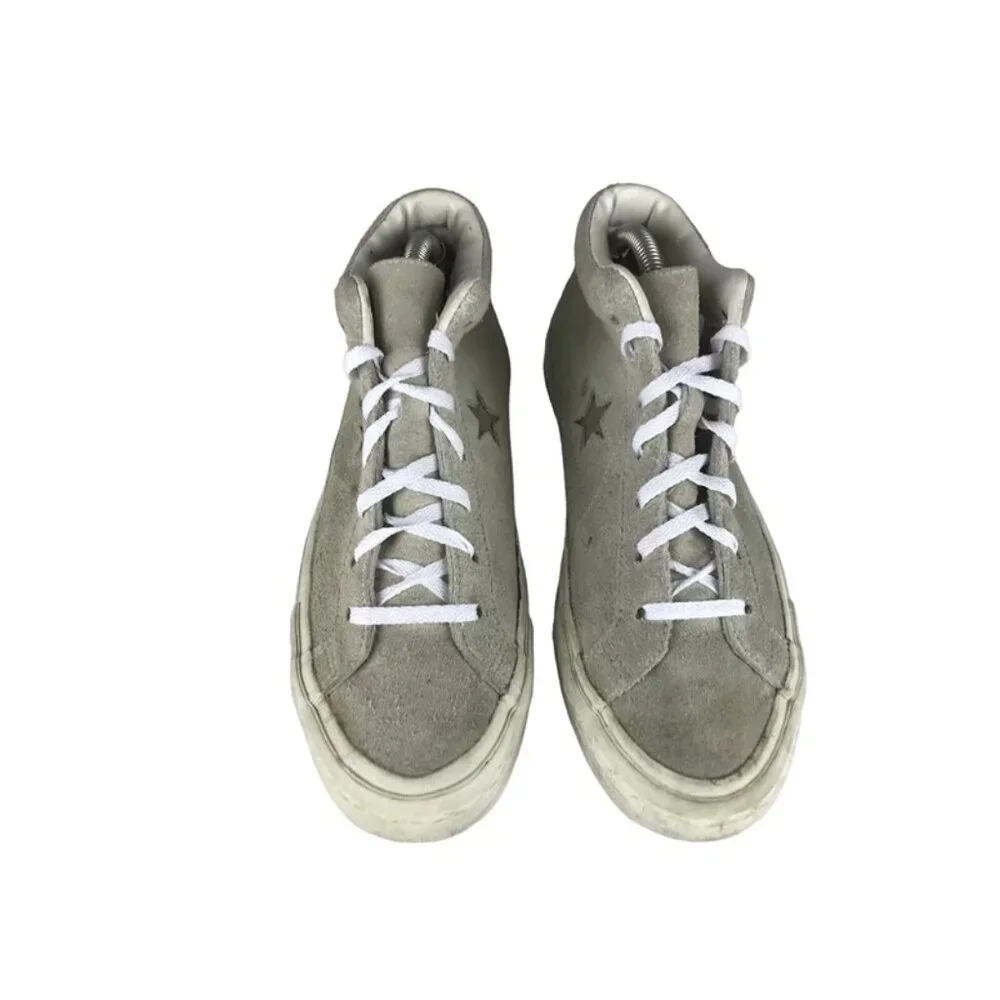 Converse Boys Gray All Star Lace Up Mid Top Sneakers Shoes Size US‎ 5.5